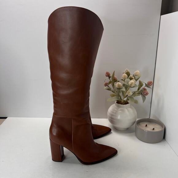 Steve Madden Bixby Leather Pointed Toe Boots Brown Women 8M Tried On - Picture 4 of 10